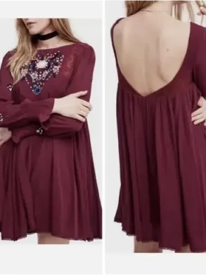 Free People Mohave Embroidered Long Sleeve Mini dress Size Medium thumbnail 2