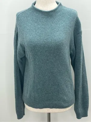 Bianco & Blu Womens Blue Green Made In Italy Wool Blend Mock Neck Sweater Medium thumbnail 1