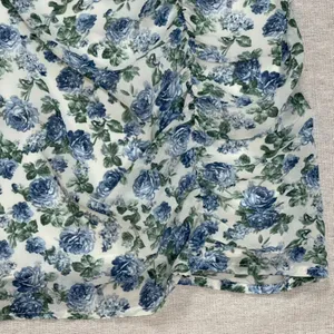 Cotton Candy | NWOT Blue and White Floral Ruched Peasant Dress | Small thumbnail 7