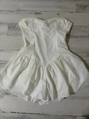 LeLe Brady Corset Mini Romper. Off White thumbnail 3