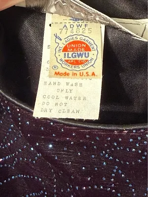 Vintage Warren Petites Black Velvet Evening Top Sparkly Paisley Pattern Small thumbnail 4