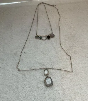 Two Layered Necklace with stones Silver thumbnail 1