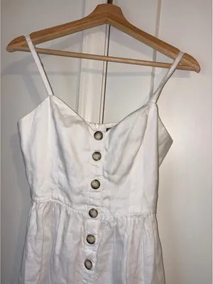 Reformation Velma $198 100% Linen Small White Button-Front Midi Dress Straps thumbnail 3