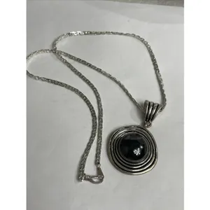 PREMIER DESIGNS Antique Silver Tone w Faux Hematite Pendant Necklace 19” thumbnail 3