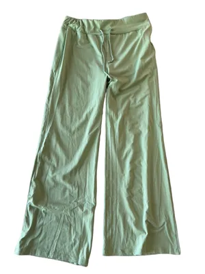Women's Wide Leg Pull On Drawstring Elastic Waist Light Green Pant Size XL #2608 thumbnail 1