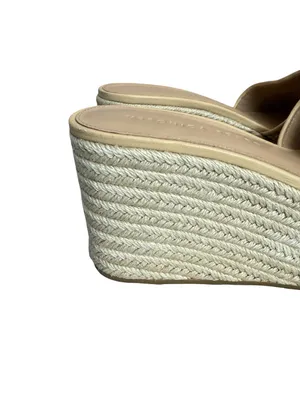 Veronica Beard Cream Woven Raffia Espadrille Wedge Sandals Slide Size 7 Women's thumbnail 2