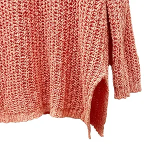 Free People Greenwich Village Sweater Sz M Coral Open Knit Oversized Tunic Boho thumbnail 7