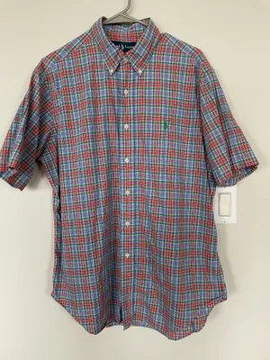 Ralph Lauren Men’s Shirt Blue Pink Plaid Button Down Pony Logo Multicolor Large thumbnail 1