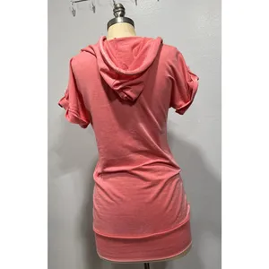 Maurices Short Sleeve Hooded Pullover Swim Beach Cover Top Womens XS Orange-Pink thumbnail 5