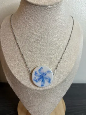 Handmade Blue Flower Necklace | Waterproof & Tarnish Resistant thumbnail 1