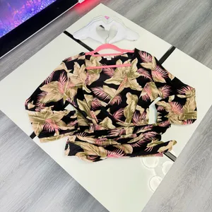 🌺 Billabong Tropical Palm Long Sleeve Wrap Crop Top - Women’s Size L 🌿 thumbnail 8