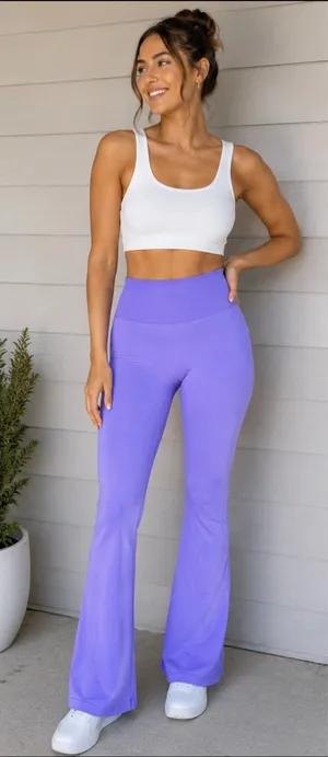 Women’s High-Rise Flare Pants in Lilac size Medium thumbnail 1