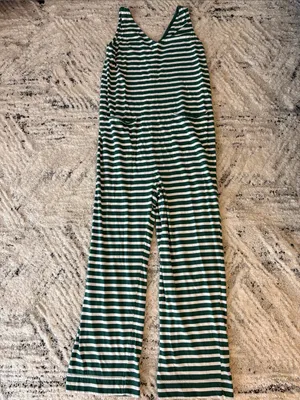 Pact Lounge Sleeveless Striped Jumpsuit Women Size Medium thumbnail 7