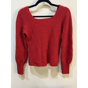 Madewell SoftWool Cashmere Blend Square Neck Ribbed Sweater Red Size Small thumbnail 3