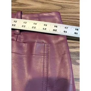 NWT Maeve Anthropologie Burgundy Faux Leather Midi Skirt M Pencil Pockets thumbnail 9