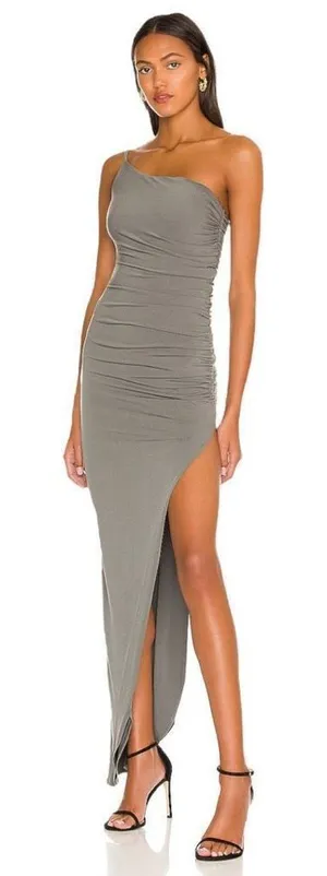 Nookie‎ Aria One Shoulder Gown in Khaki thumbnail 1