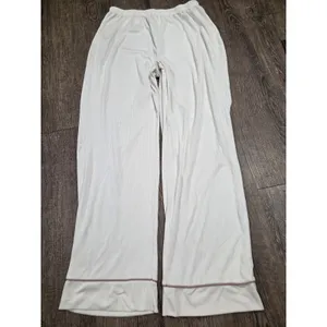 Nicole Miller Cream Taupe Ribbed Super Soft Pajamas Lounge Set Shirt Pants Large thumbnail 2