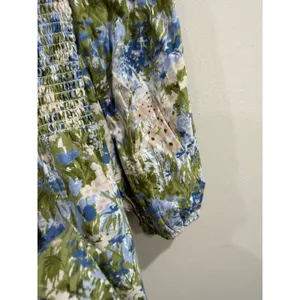 Reformation Linen Floral Greyson Smocked Mini Dress‎ Puff Sleeve Size M thumbnail 10