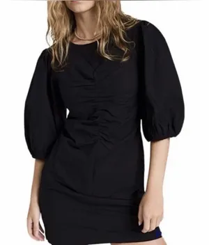 Free People Hope Mini Dress Black Puff Ballon Sleeves Womens - Medium - C30-108 thumbnail 1