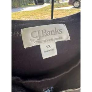 VNTG CJ Banks Women's Embroidered Tank And Cardigans‎ Set. Size 1X In Black thumbnail 5