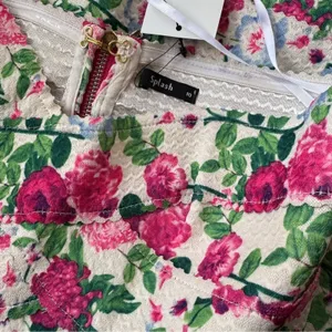 Pink Floral Sweetheart neckline A-line Pleated Mini dress Casual Summer size 6‎ thumbnail 4