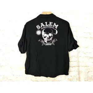Hot Topic Skull Salem Oversized Button Shirt Womens S Black Goth Witch Moon thumbnail 8