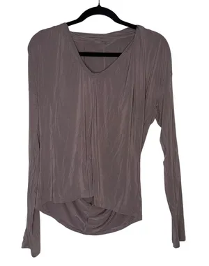 Lululemon V-Neck‎ Long Sleeve Women Size 4 Brown Excellent Tulip Back Activewear thumbnail 1
