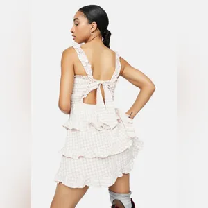 Mable Gingham Smocked Ruffle Tie Back Dress Sz Medium thumbnail 11