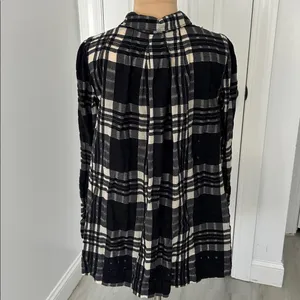 Free People Baby Blue Black Cream Plaid Button Up Tunic thumbnail 4