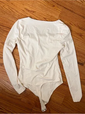 Abercrombie Long-Sleeve Square Neck Cream Bodysuit thumbnail 6