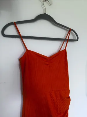Reformation Formosa Orange Ribbed Bodycon Midi Dress w/ Slit Size XS thumbnail 3