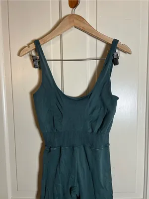 Free People Movement Good Karma Jumpsuit Teal Green Medium Seamless Bodysuit thumbnail 2
