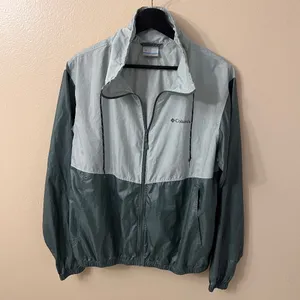 Columbia Morning View Windbreaker Mock Neck Jacket Size M Green Colorblock thumbnail 2