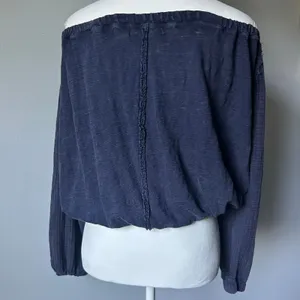 We the Free Boho Off the Shoulder Oversized Midnight Blue Blouse Top Size Small thumbnail 7