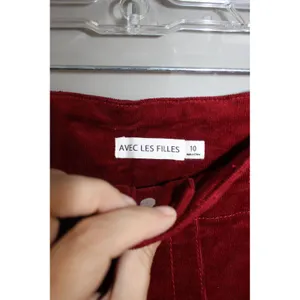 Avec Les Filles Corduroy Pants Womens 10 Burgundy Red New High Waist Wide Leg thumbnail 3