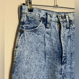 Vintage Wrangler High Waisted Mom Jeans Straight Leg Acid Wash‎ Pleated Size 13 thumbnail 3