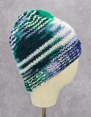Green Purple Crochet Knit Bucket Cap Hat Fun VTG Y2K Funky‎ Beanie thumbnail 1