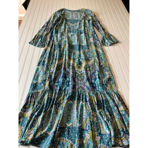 R.Vivimos Paisley Maxi Dress Cardigan Tie Front Bell Sleeve Duster Teal S thumbnail 11