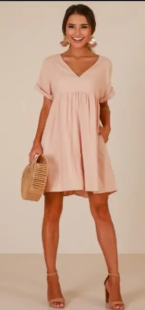 V-Neck Mini Babydoll Dress Size S thumbnail 1
