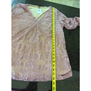 Torrid Stretch Lace Surplice Fitted Long Sleeve Top Sz 2X Mauve Sheer V-neck NWT thumbnail 6