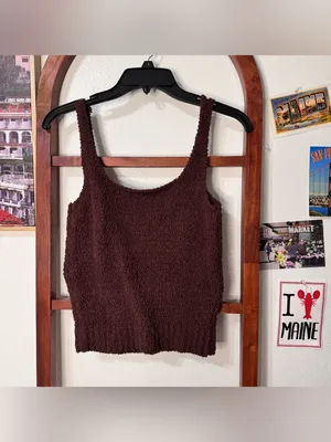 Skims fuzzy Sherpa garnet tank top thumbnail 2