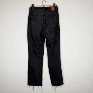 Zara High Rise Straight Leg Raw Hem Jeans Faded Black Size‎ 2 thumbnail 10