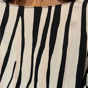 ZARA Zebra Print Satin Wrap Mini Dress w/‎ Tie Ruched Cuffs Black & Ecru Medium thumbnail 13
