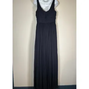 J.Crew Maxi Dress Navy Blue Ruched Crisscross V-Neck Gown Formal Wedding 14 thumbnail 5