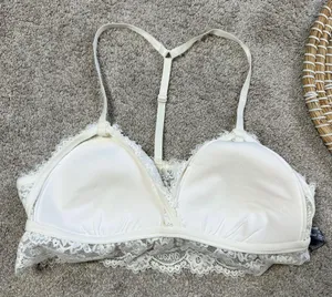 aerie Women’s Lace Padded Triangle Bralette Romantic in Ivory Size L thumbnail 9