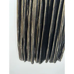 Trouve Metallic Black‎ Gold Shimmer Pleated Maxi Skirt Womens Size XS thumbnail 4