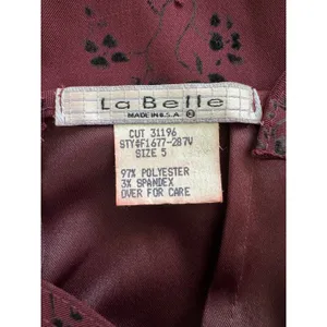 Vintage Y2K La Belle Burgundy & Black Floral Print Sleeveless Bodycon Midi Dress thumbnail 8