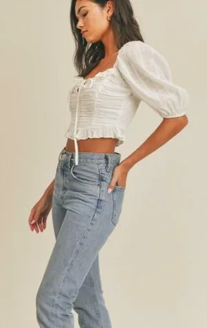 Lush Clothing Puff Sleeve Crop Top thumbnail 4