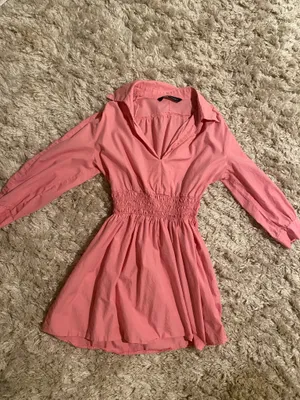 Zara Pink Ruched Casual Mini Dress thumbnail 1