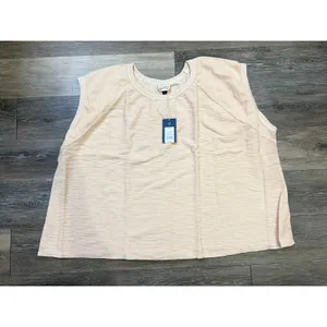 Universal Threads Women's Textured Cap Sleeve Sweatshirt, Off White, 4x thumbnail 2